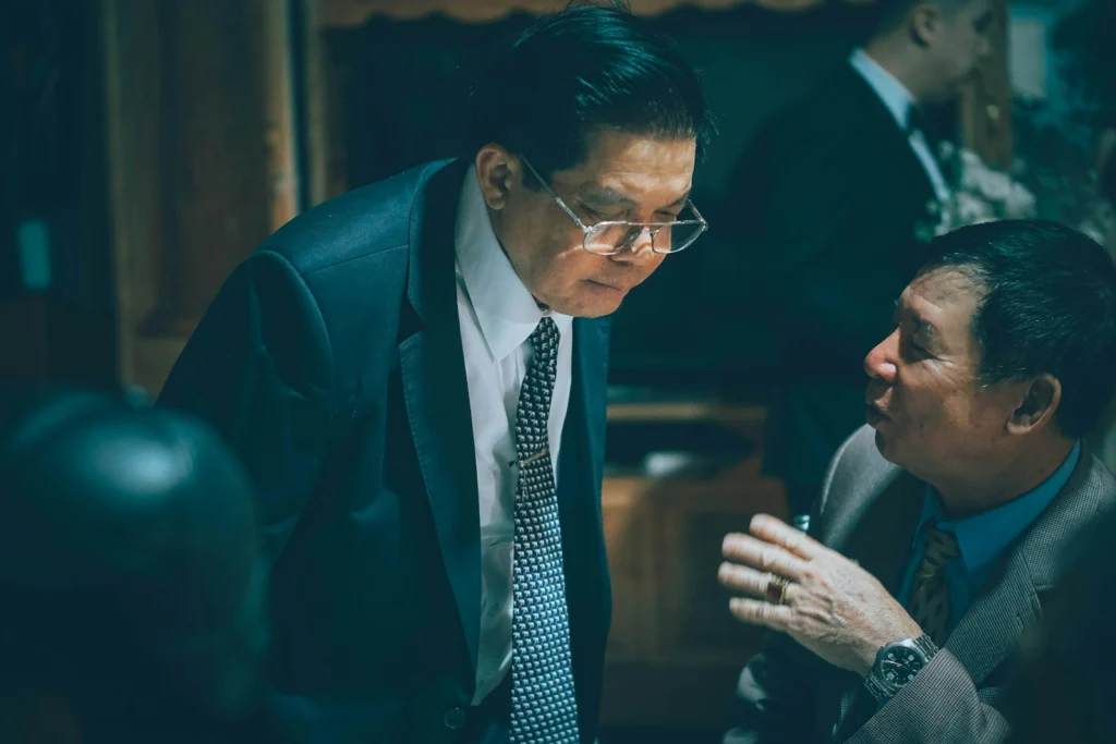 Two business leaders in conversation